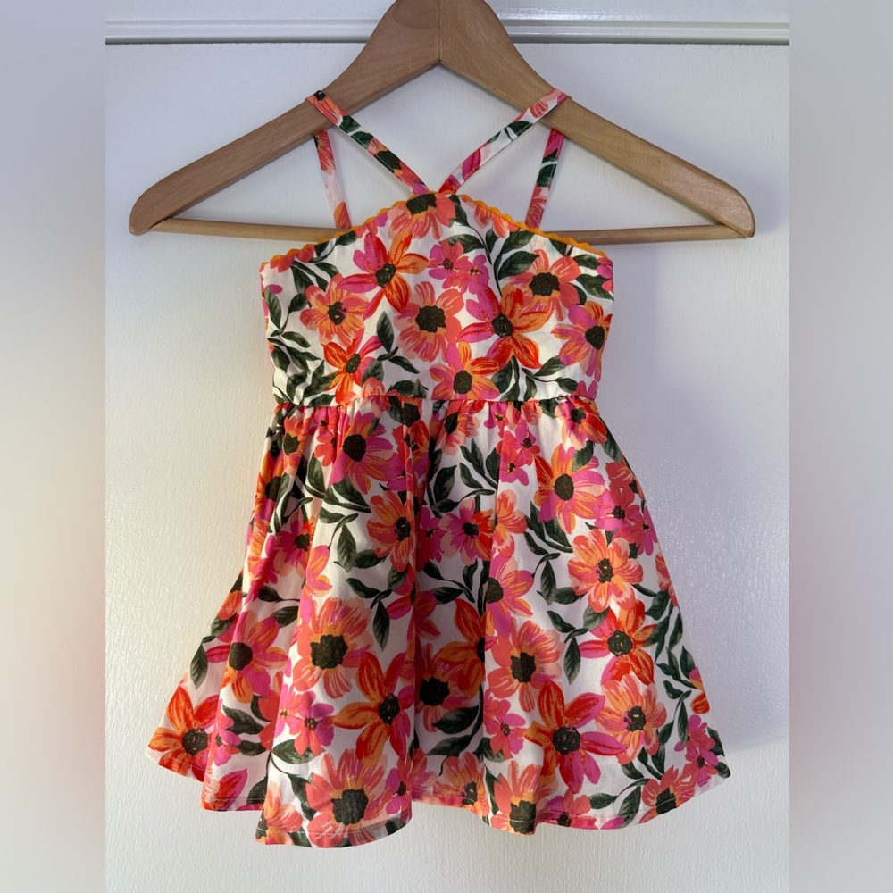🆕 Haute Hippie Little Girl Tropical Floral Dress Colorful Cottagecore Vacation